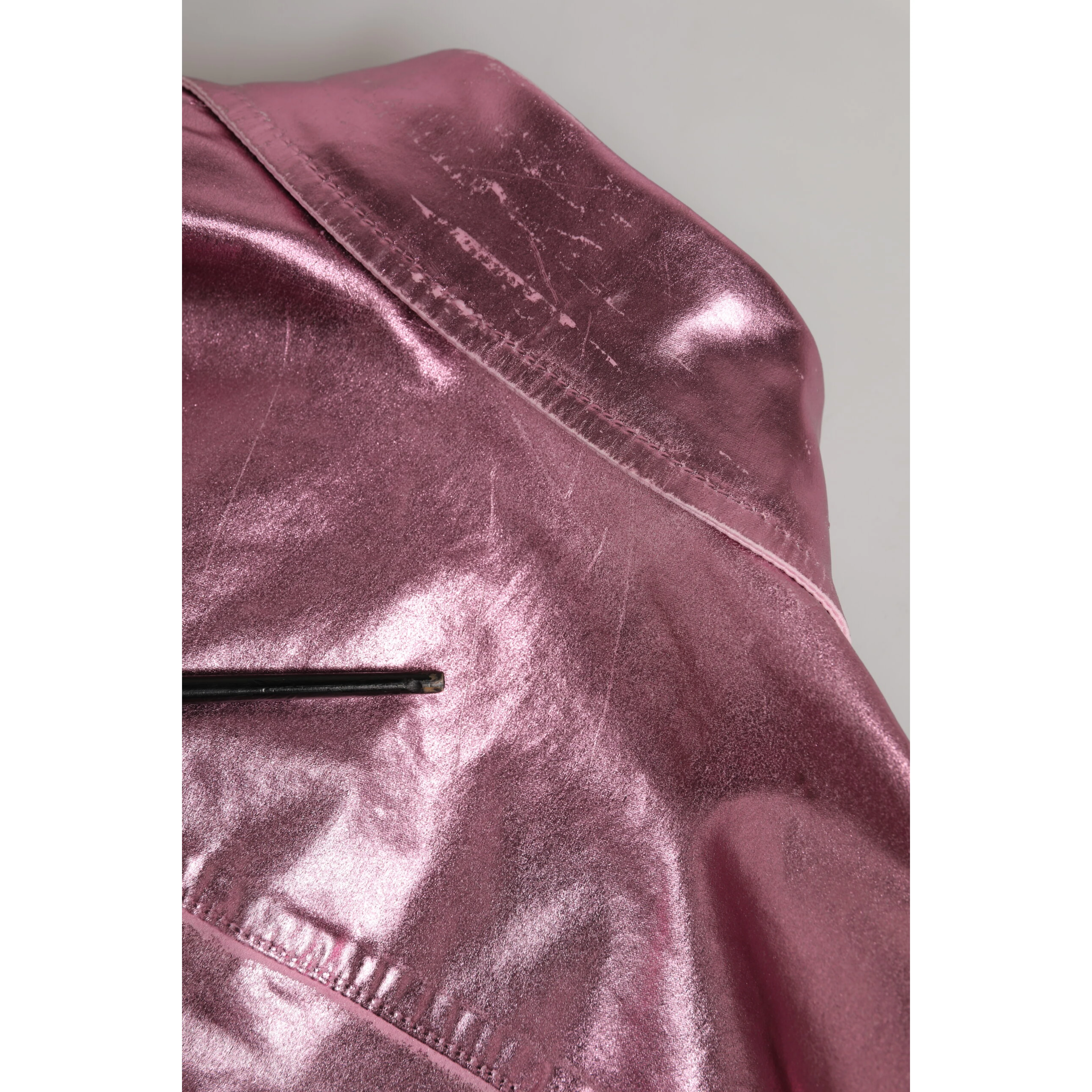Pink Cotton Stretch Collared Cropped Jacket