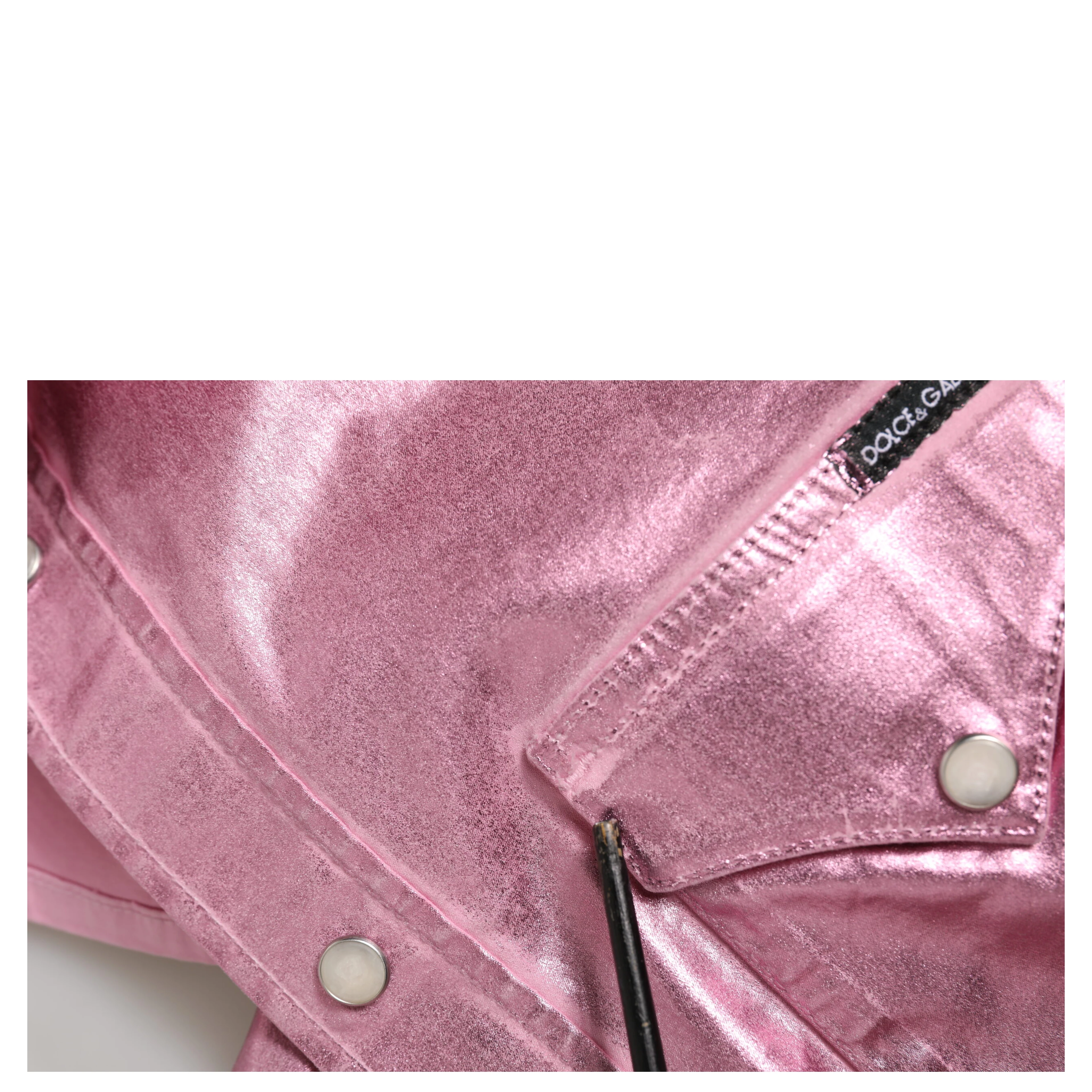 Pink Cotton Stretch Collared Cropped Jacket