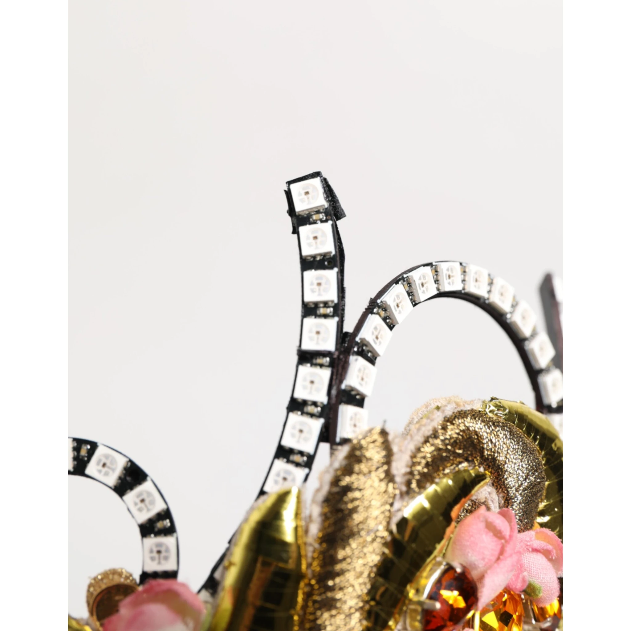 Gold Brass Crystal Embellished Headpiece Crown Tiara
