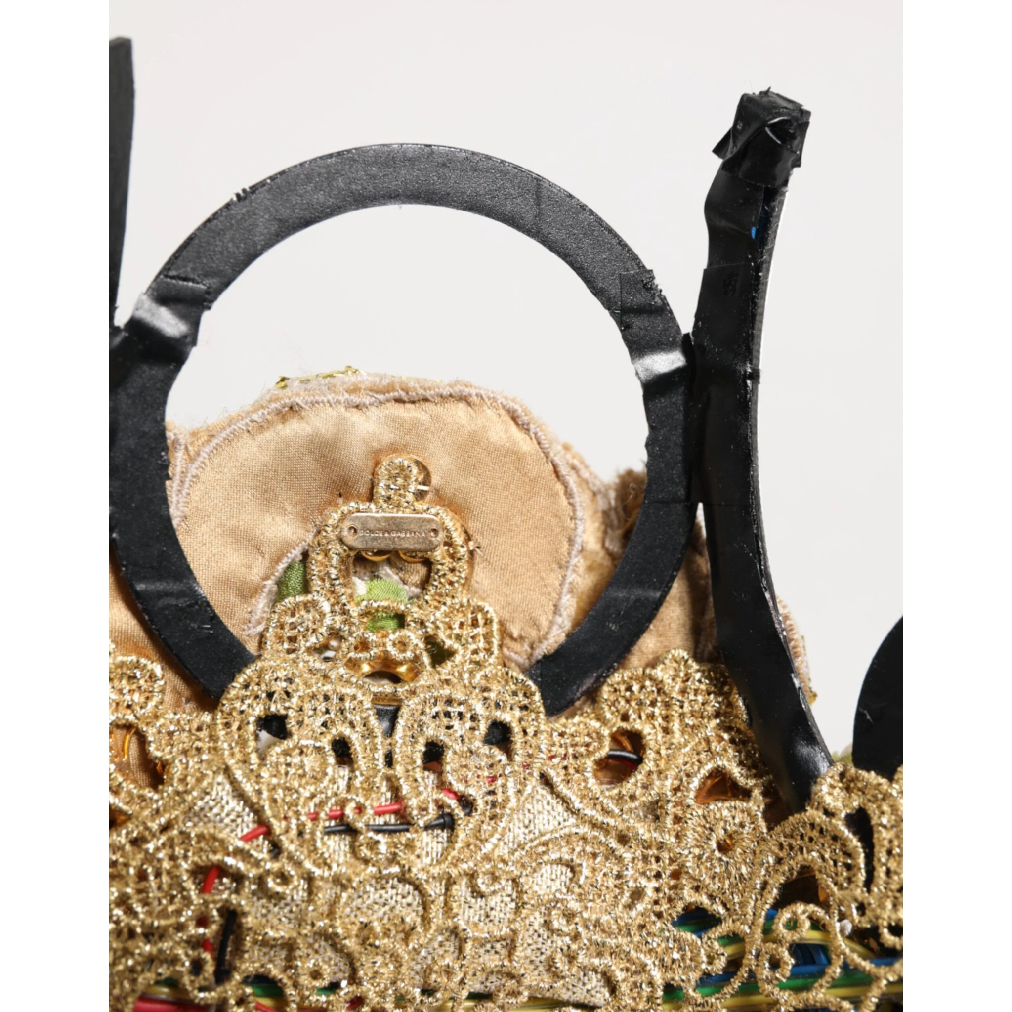 Gold Brass Crystal Embellished Headpiece Crown Tiara