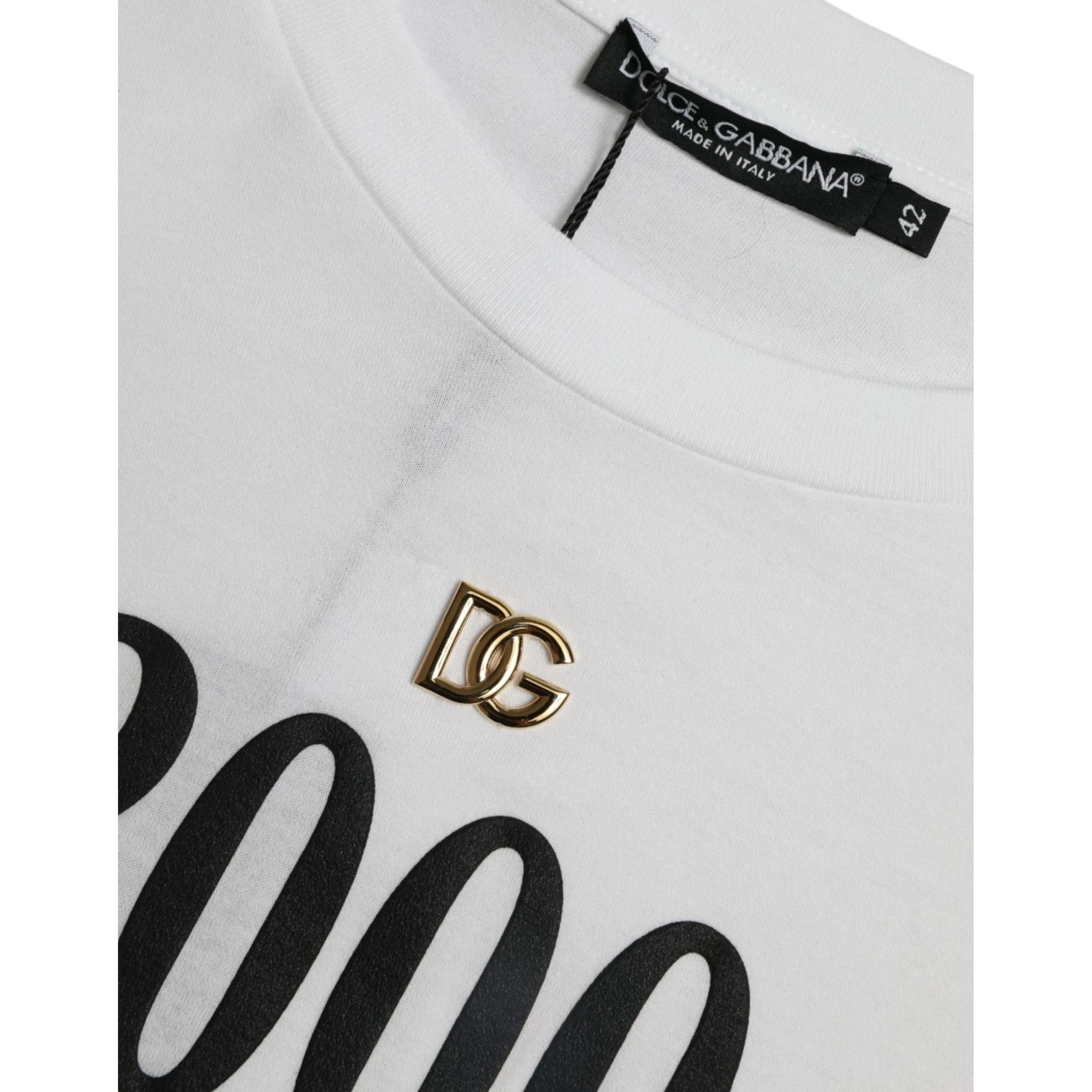 White Cotton 2000 Fashion Print Logo T-shirt