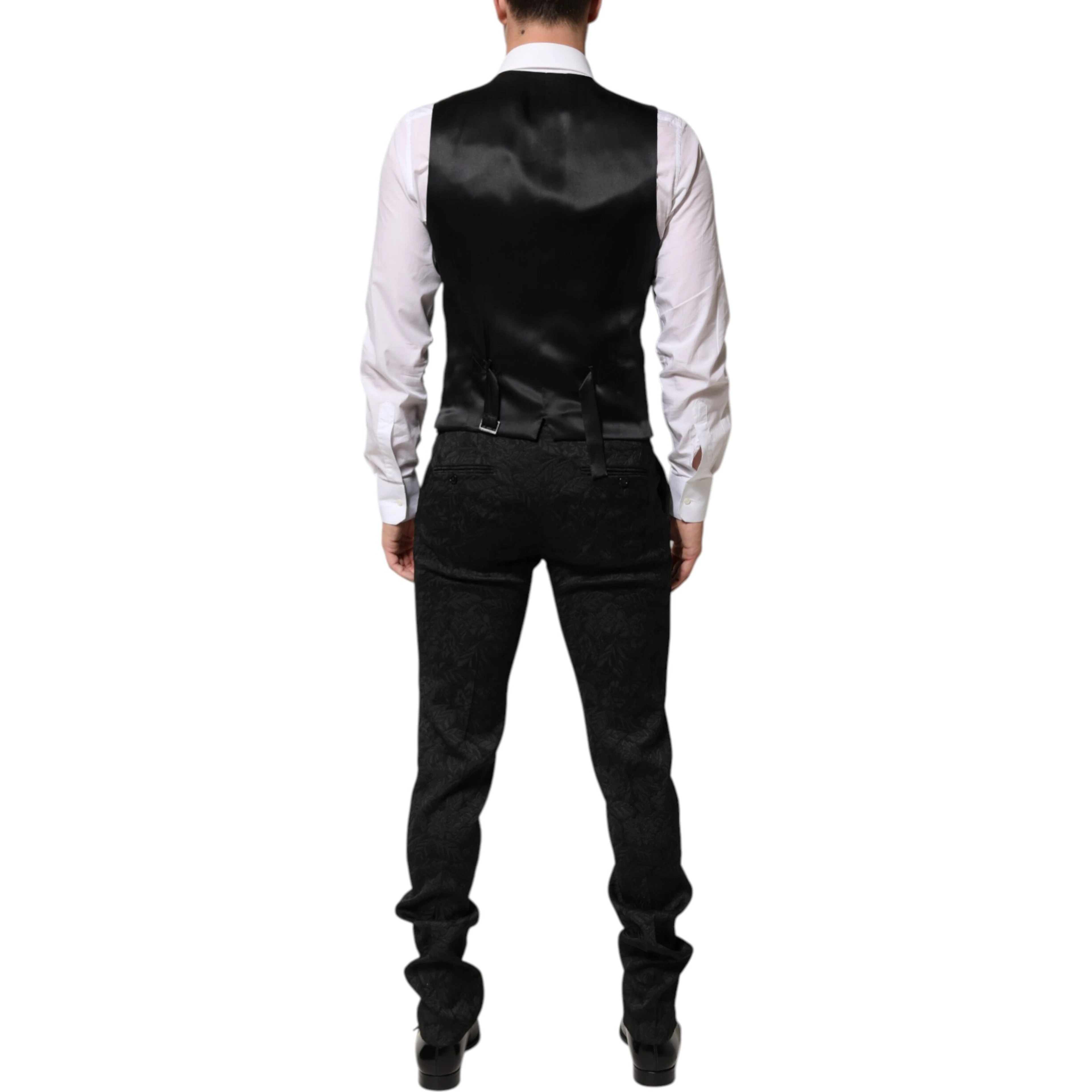 Black 3 Piece Brocade Jacquard Suit MARTINI