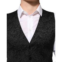 Black 3 Piece Brocade Jacquard Suit MARTINI