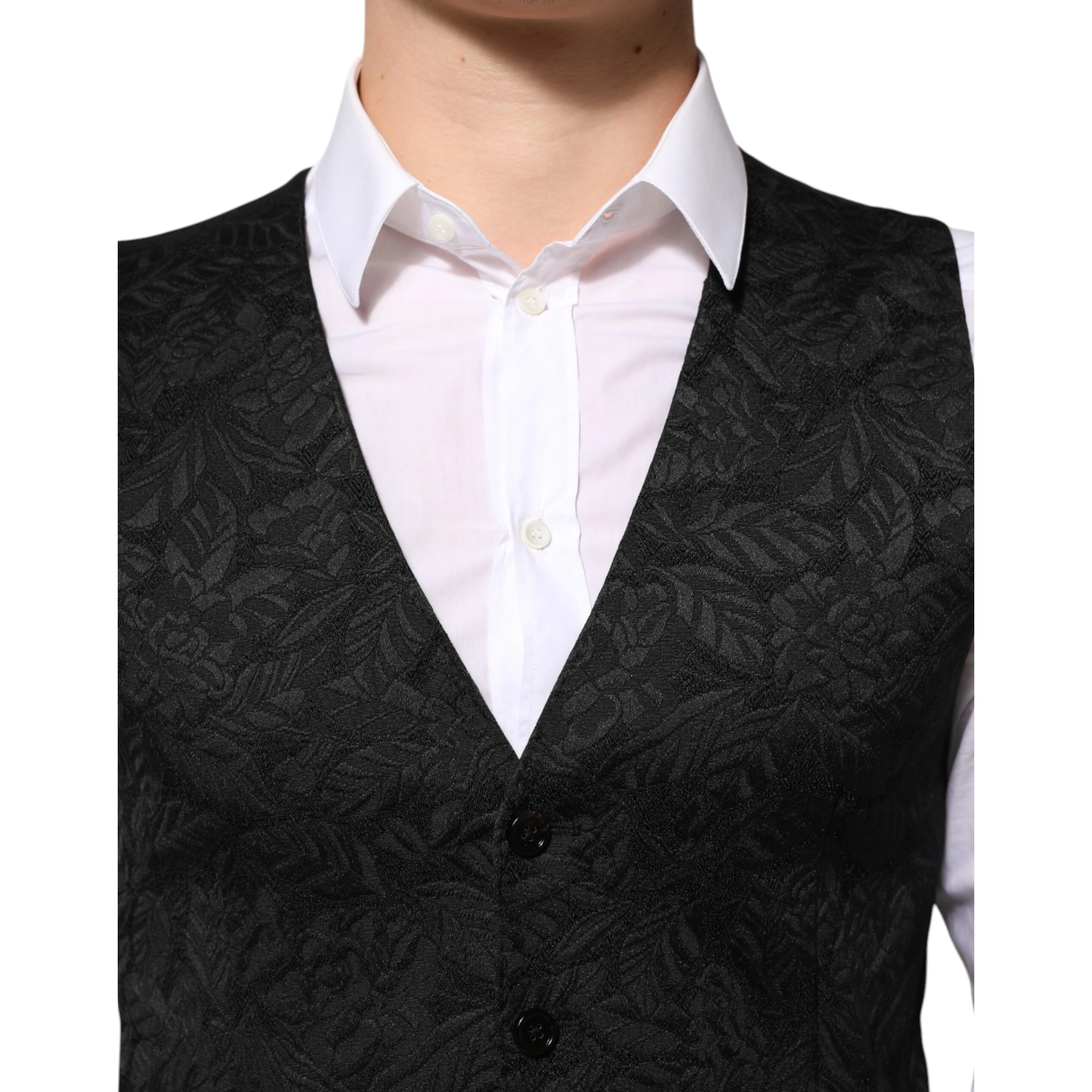 Black 3 Piece Brocade Jacquard Suit MARTINI
