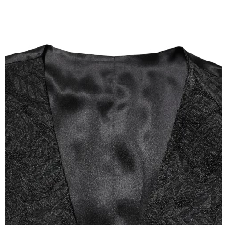 Black 3 Piece Brocade Jacquard Suit MARTINI