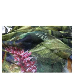 Multicolor Silk Jungle Print Women Maxi Dress