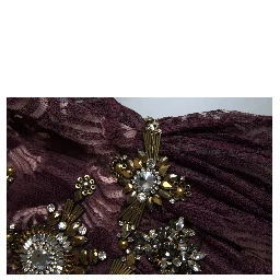 Purple Viscose Crystal A-Line Gown Dress