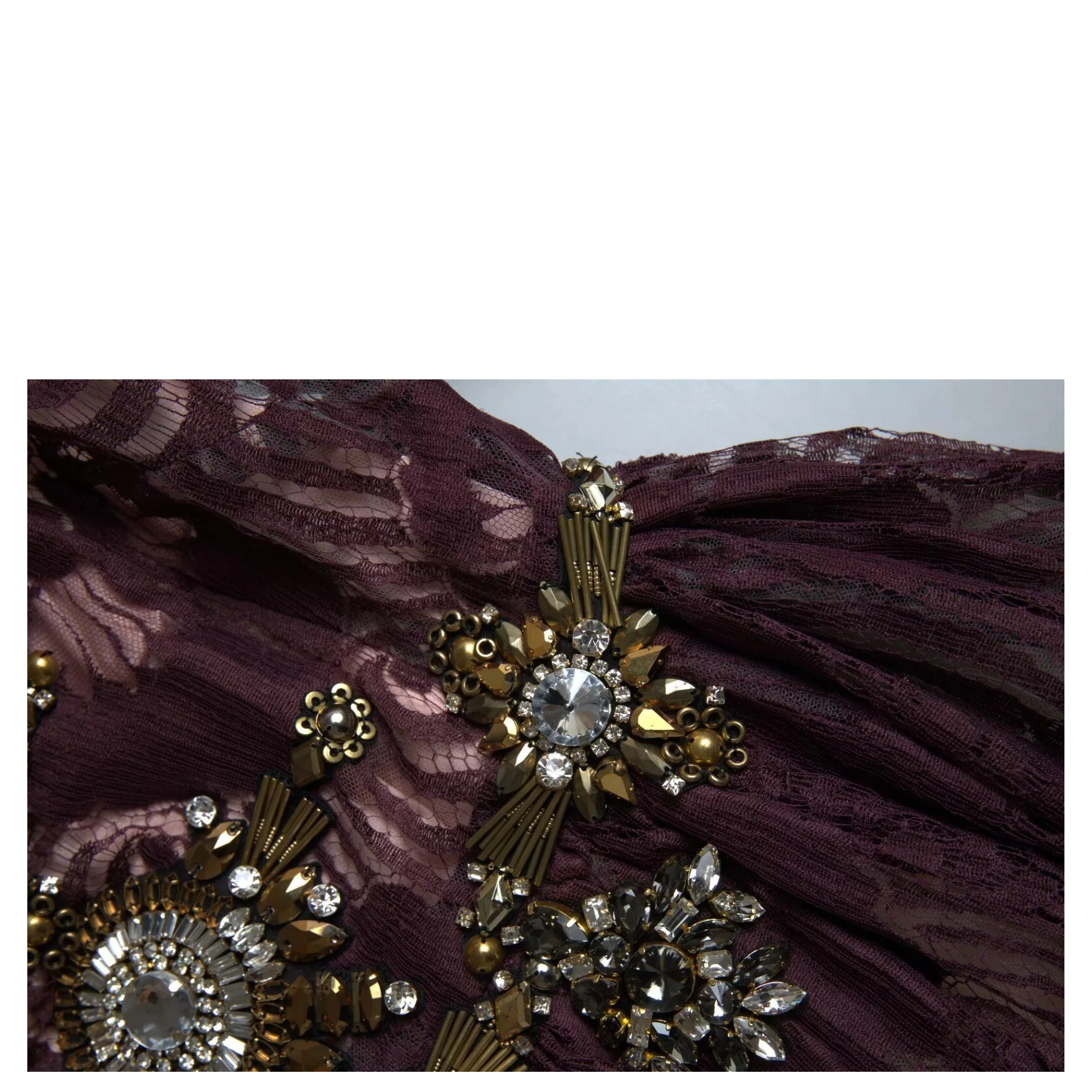 Purple Viscose Crystal A-Line Gown Dress