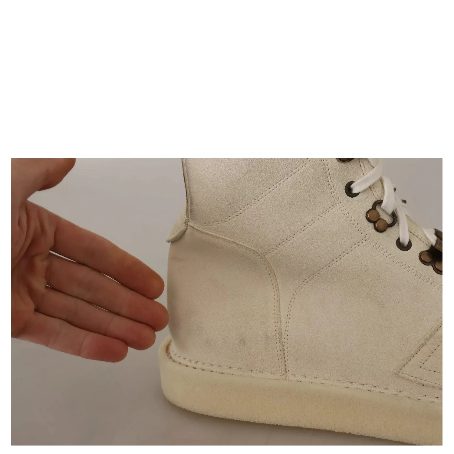 White Leather Lace Up Mens Boots