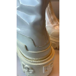 White Leather Rubber Logo Ankle Boots Shoes