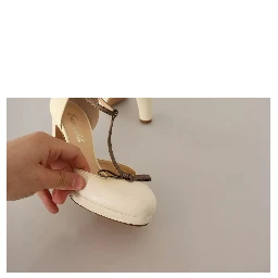 Beige T-Strap Block Heels Pumps Leather Shoes