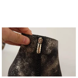 Black Leather Block Heels Ankle Boots Zipper Shoes