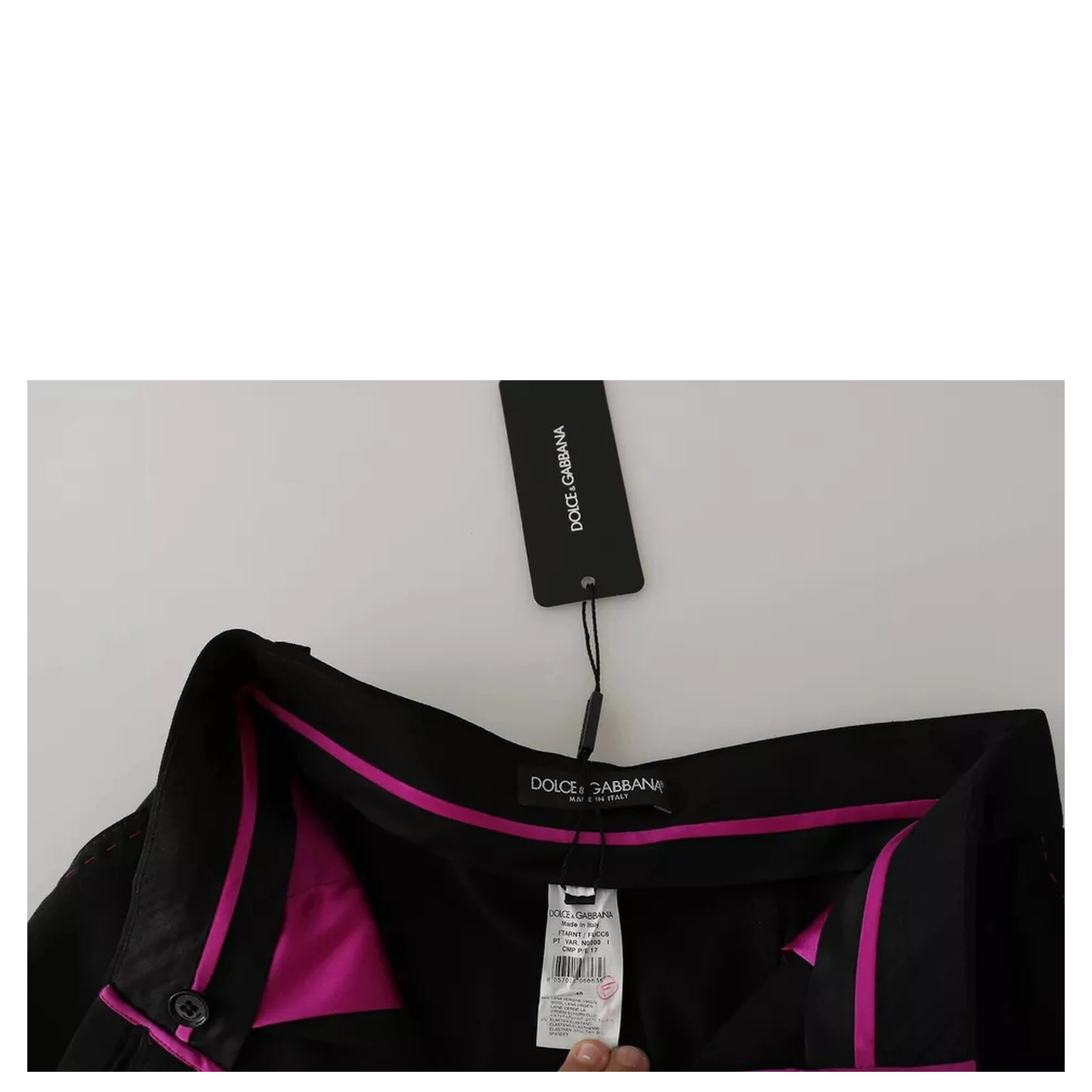 Black Wool High Waist Pleat Front Cropped Pants