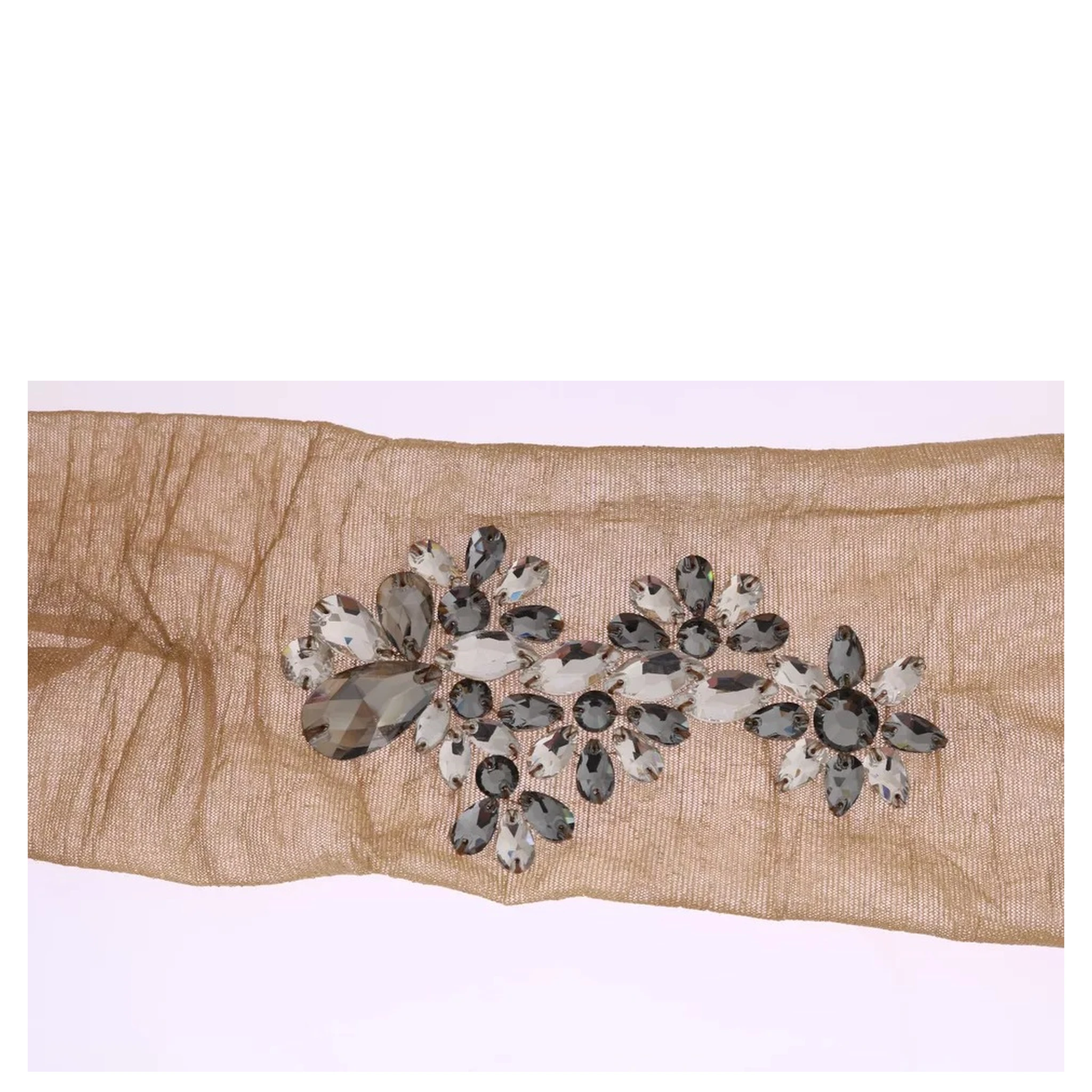 Gold Stretch Floral Clear Crystal Stocking Socks