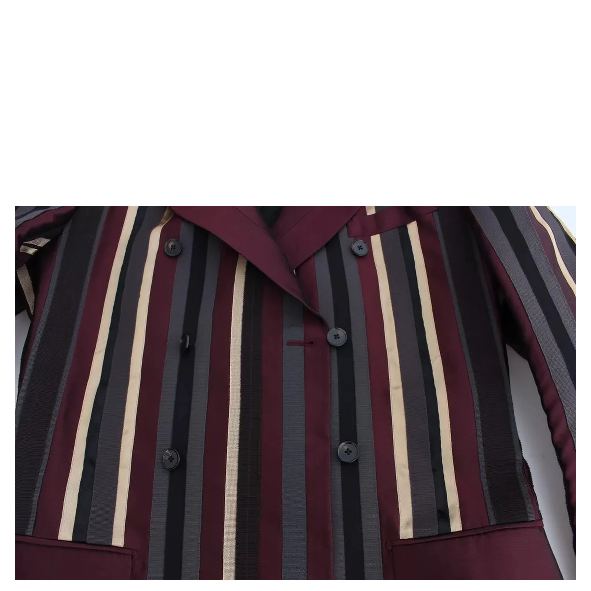 Multicolor Striped Runway 3 Piece Slim Fit Vest Suit