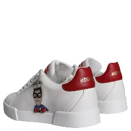 White Patch Calfskin Nappa Portofino Sneakers Shoes