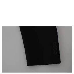 Black Wool Slim Fit Notch Jacket Blazer