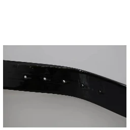 Black Shiny Leather Crystal Logo Buckle Belt