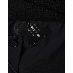 Blue Wool Notch Single Breasted Coat Blazer
