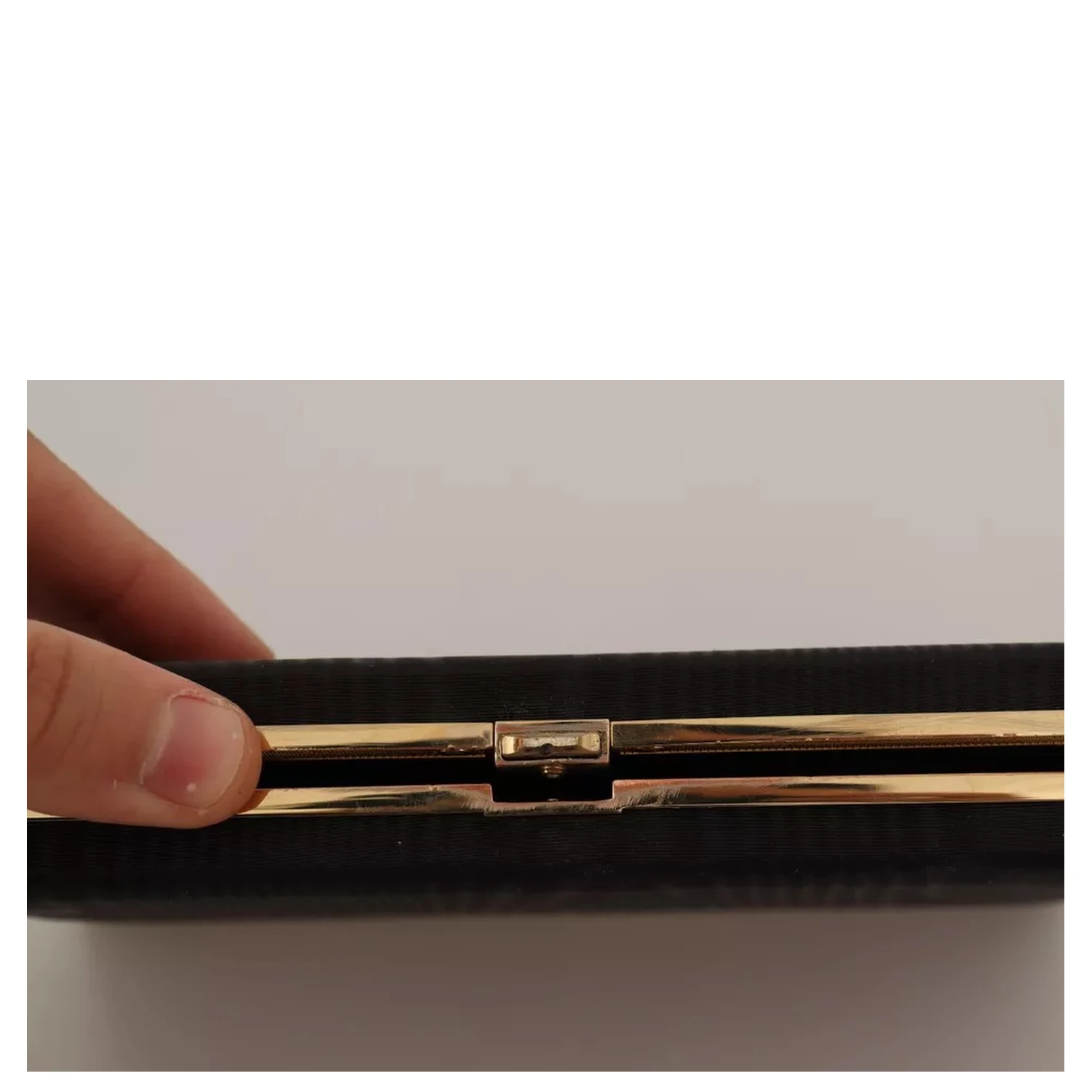 Black Silk Gold Frame Clutch Evening Party Purse Bag