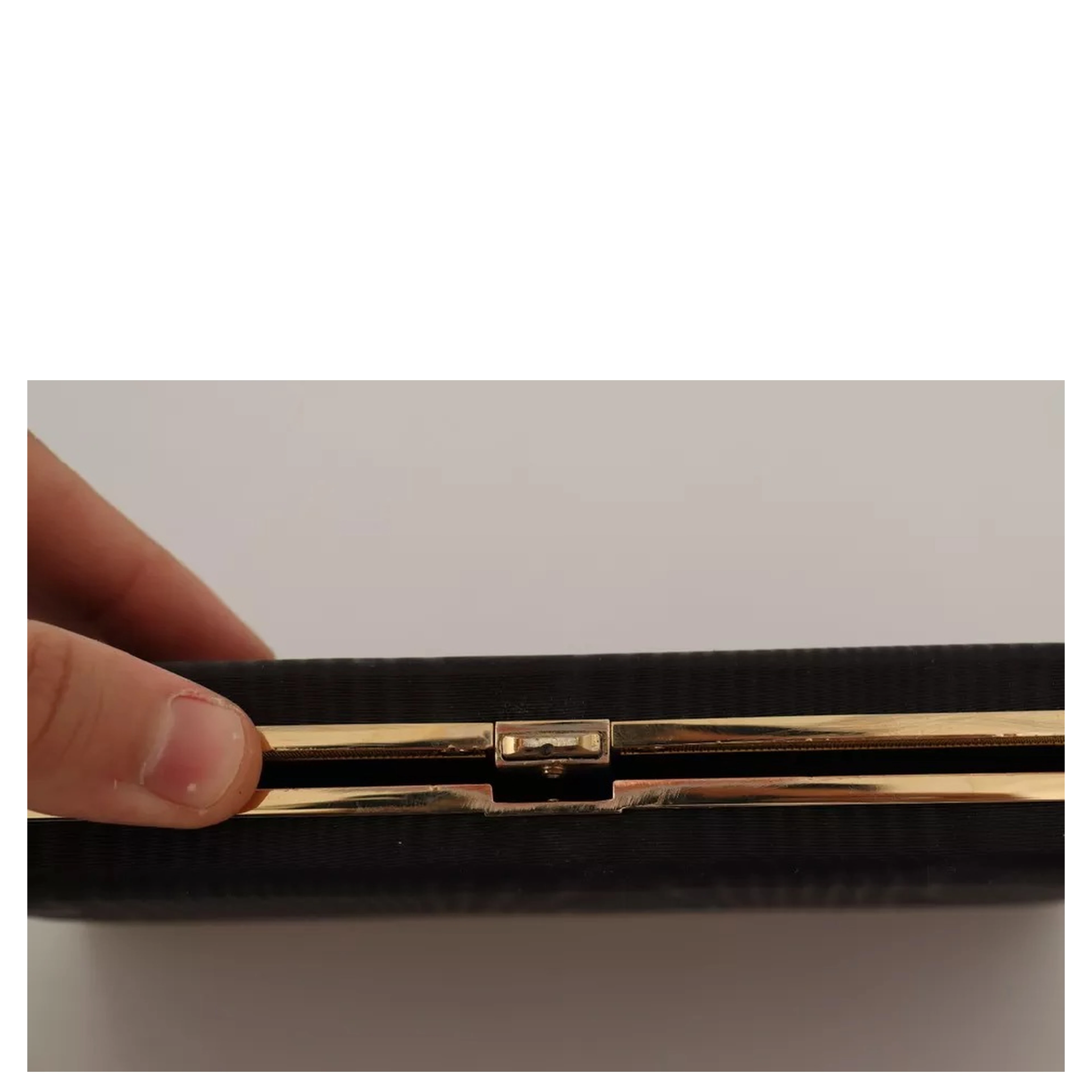 Black Silk Gold Frame Clutch Evening Party Purse Bag