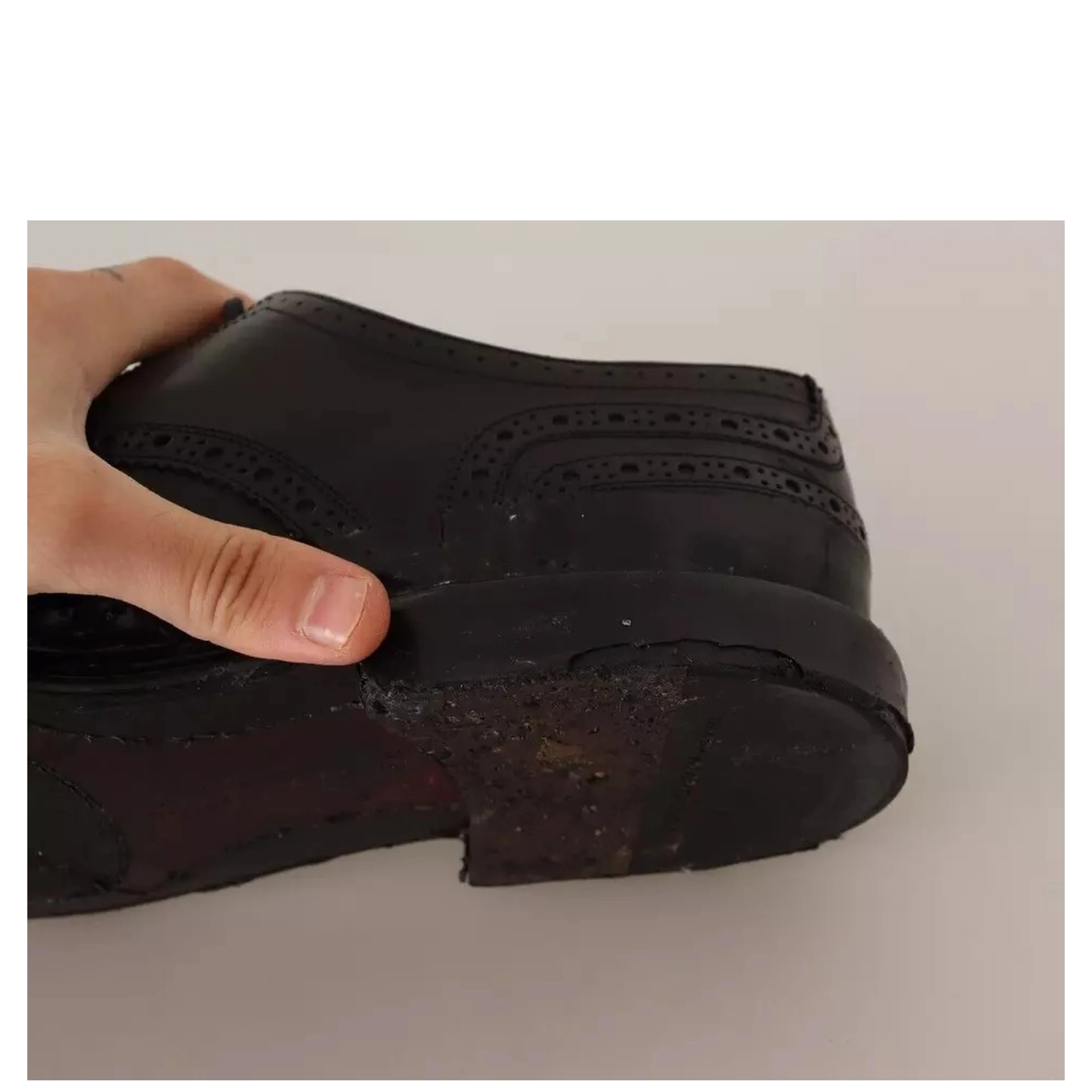 Black Leather Brogue Oxford Dress Shoes