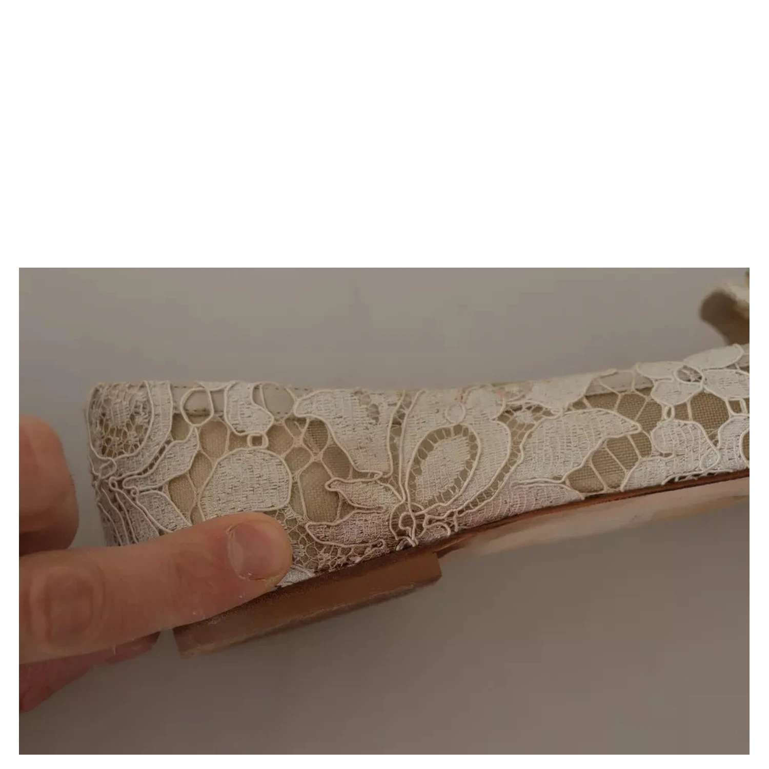 Beige Lace Crystal Ballet Flats Loafers Shoes