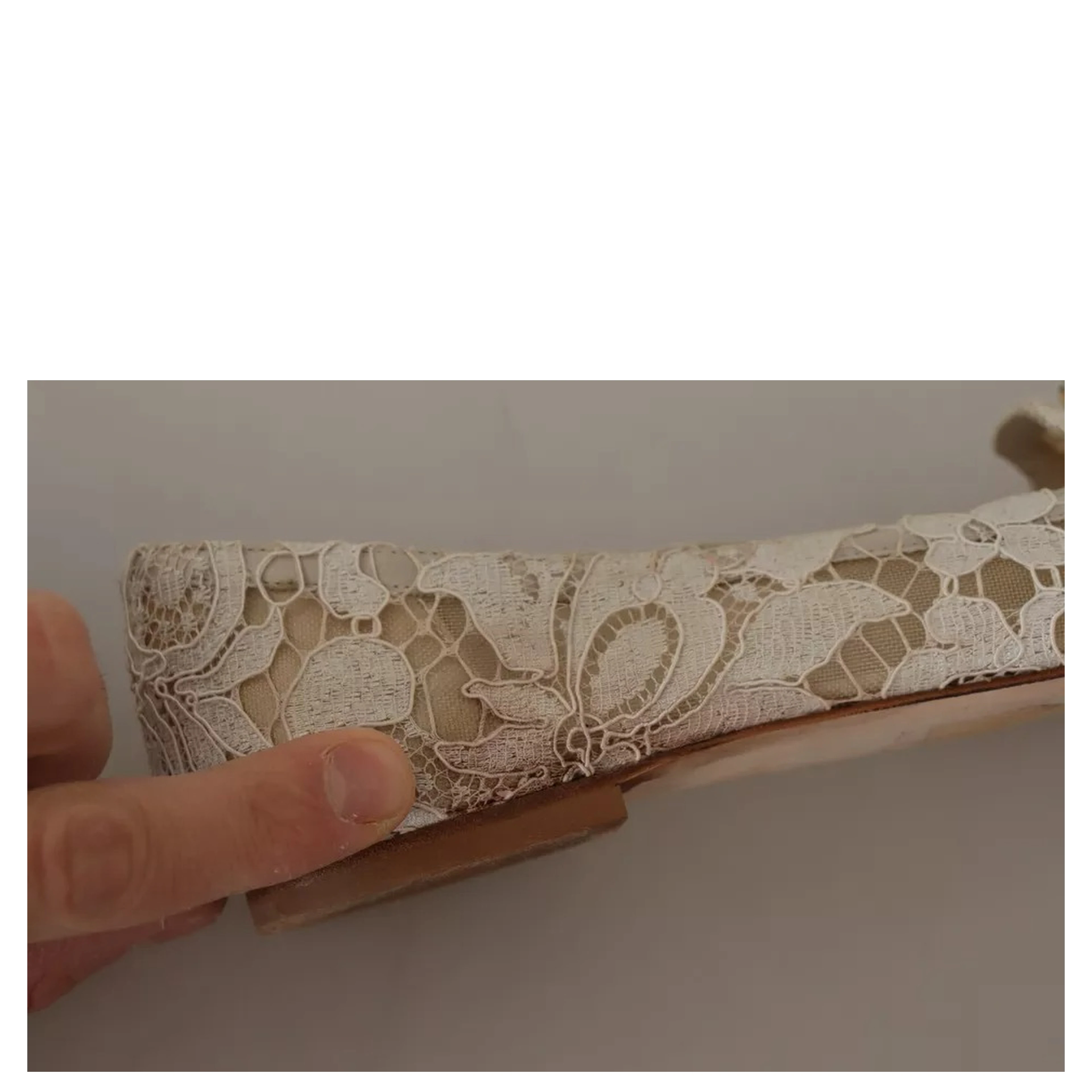 Beige Lace Crystal Ballet Flats Loafers Shoes