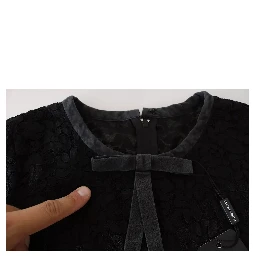 Black Lace Long Sleeve Blouse Nylon Top