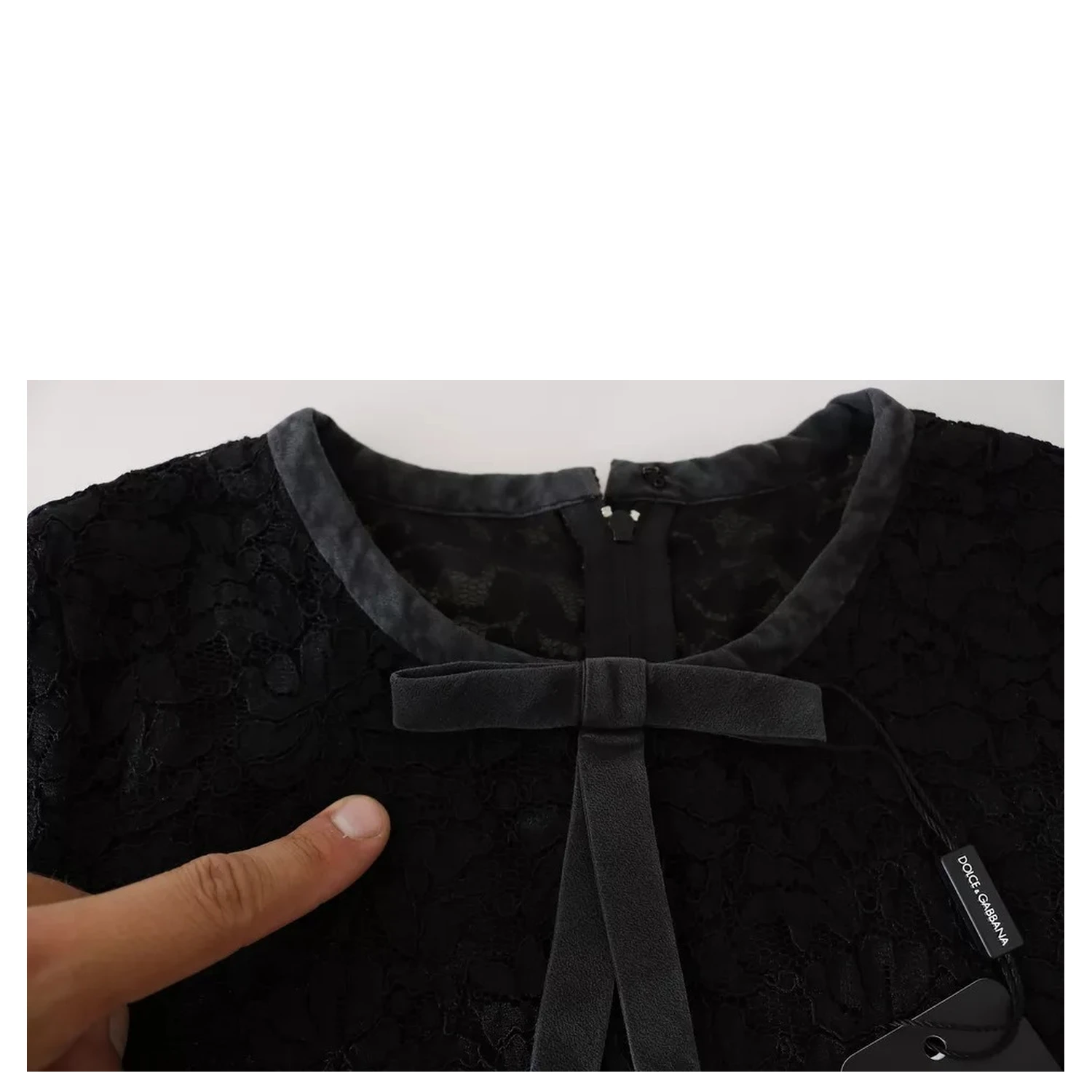 Black Lace Long Sleeve Blouse Nylon Top