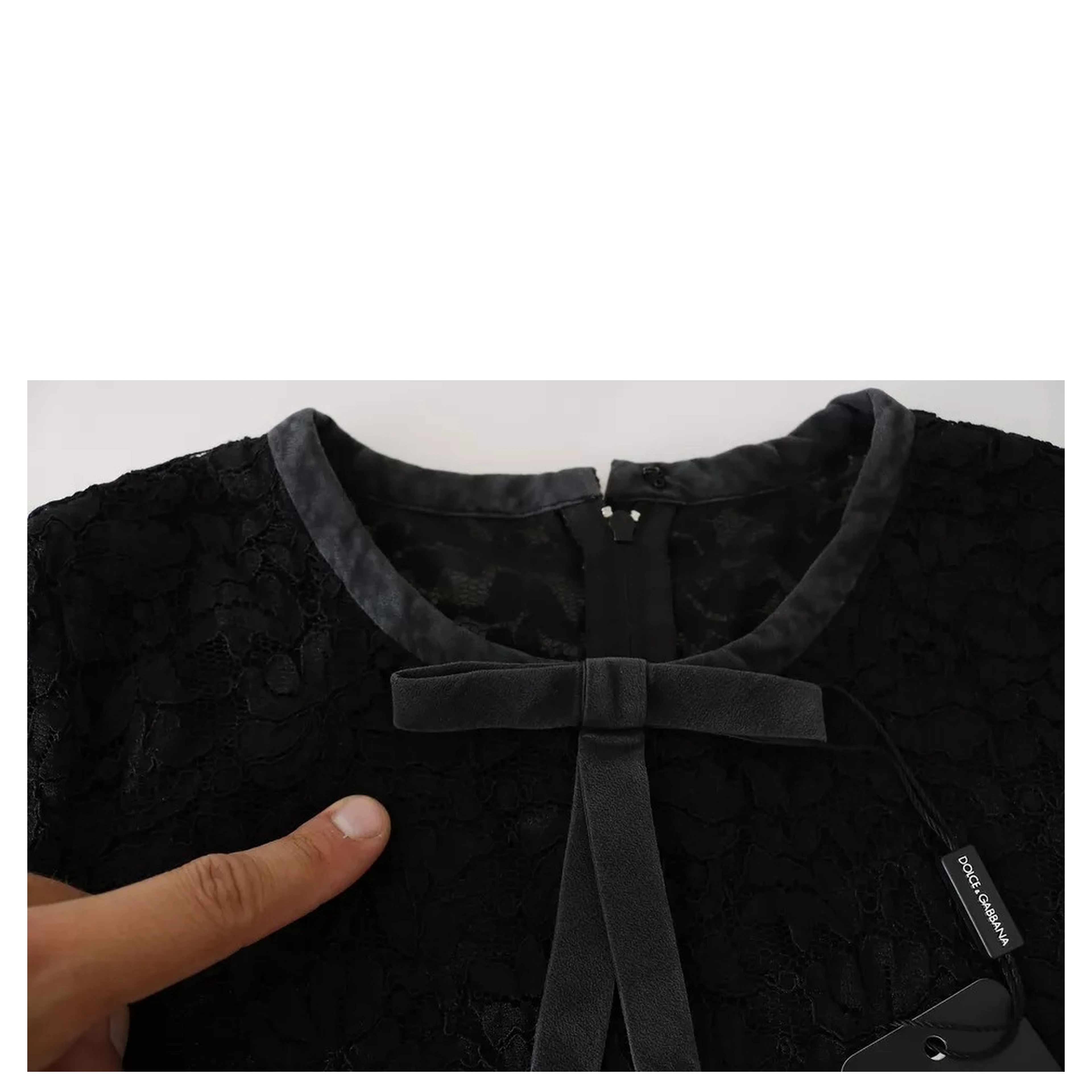 Black Lace Long Sleeve Blouse Nylon Top
