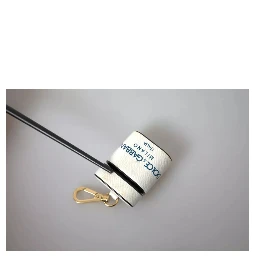 White Blue Calf Leather Logo Print Strap Airpods Case