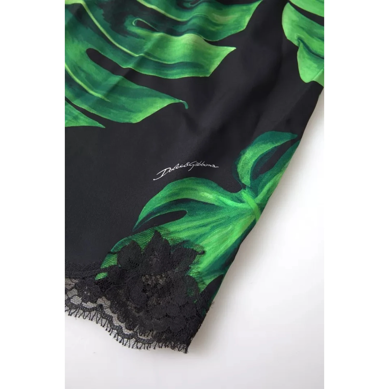 Black Philodendron Print Silk Camisole Underwear