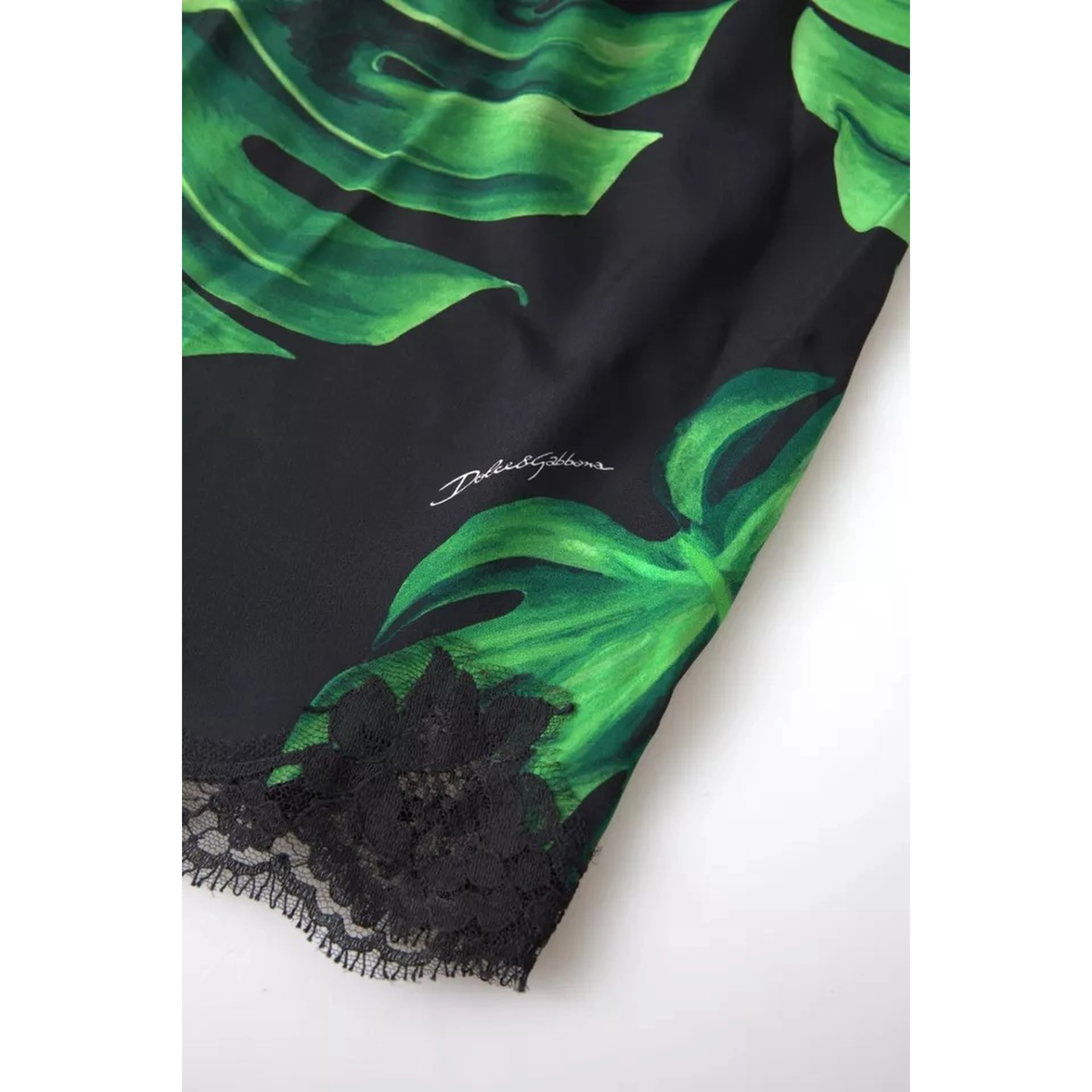Black Philodendron Print Silk Camisole Underwear