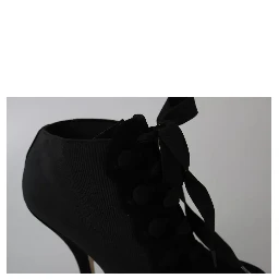 Black Suede Stretch Ankle Boots Booties Shoes