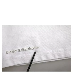 White Logo Embossed Cotton Crewneck T-shirt