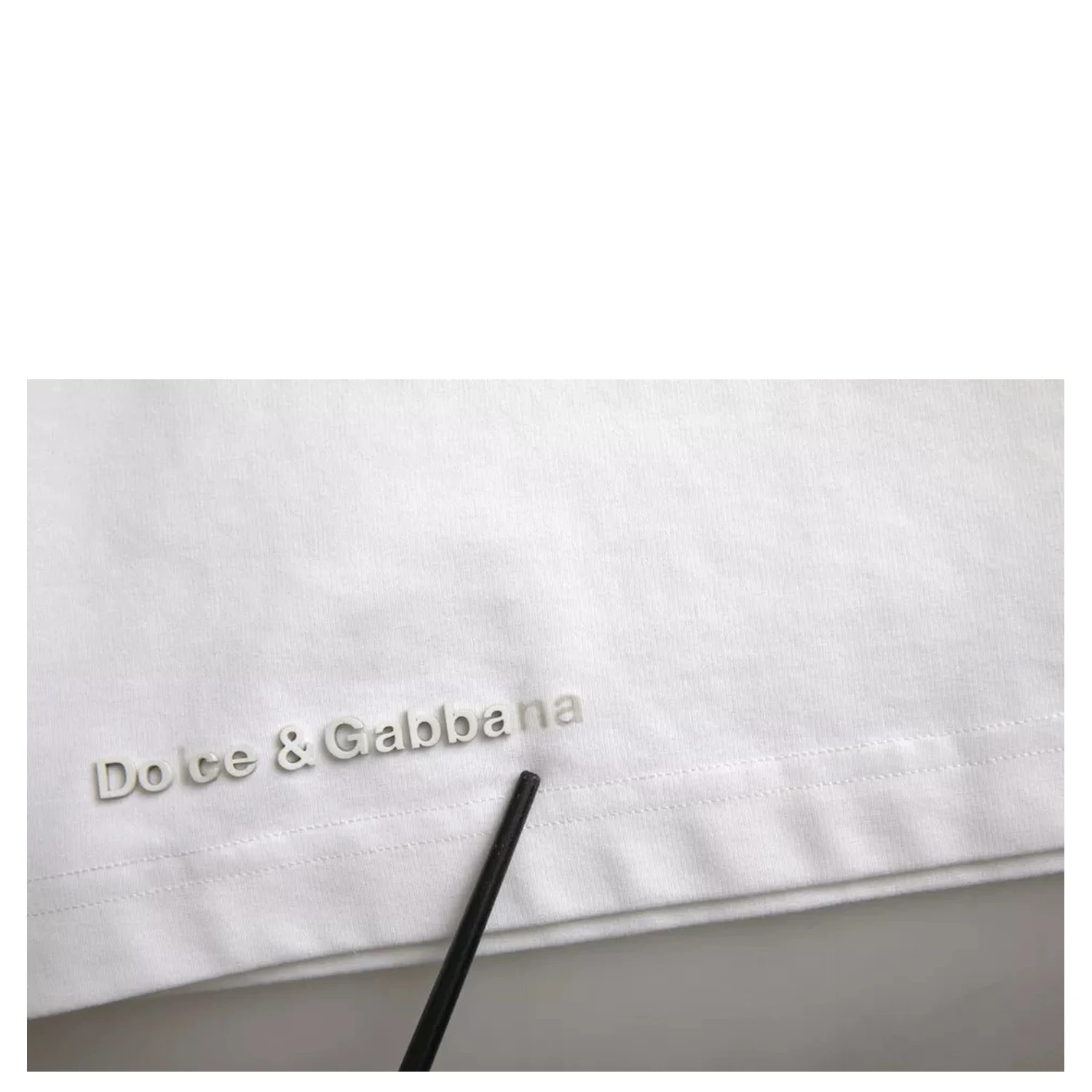 White Logo Embossed Cotton Crewneck T-shirt