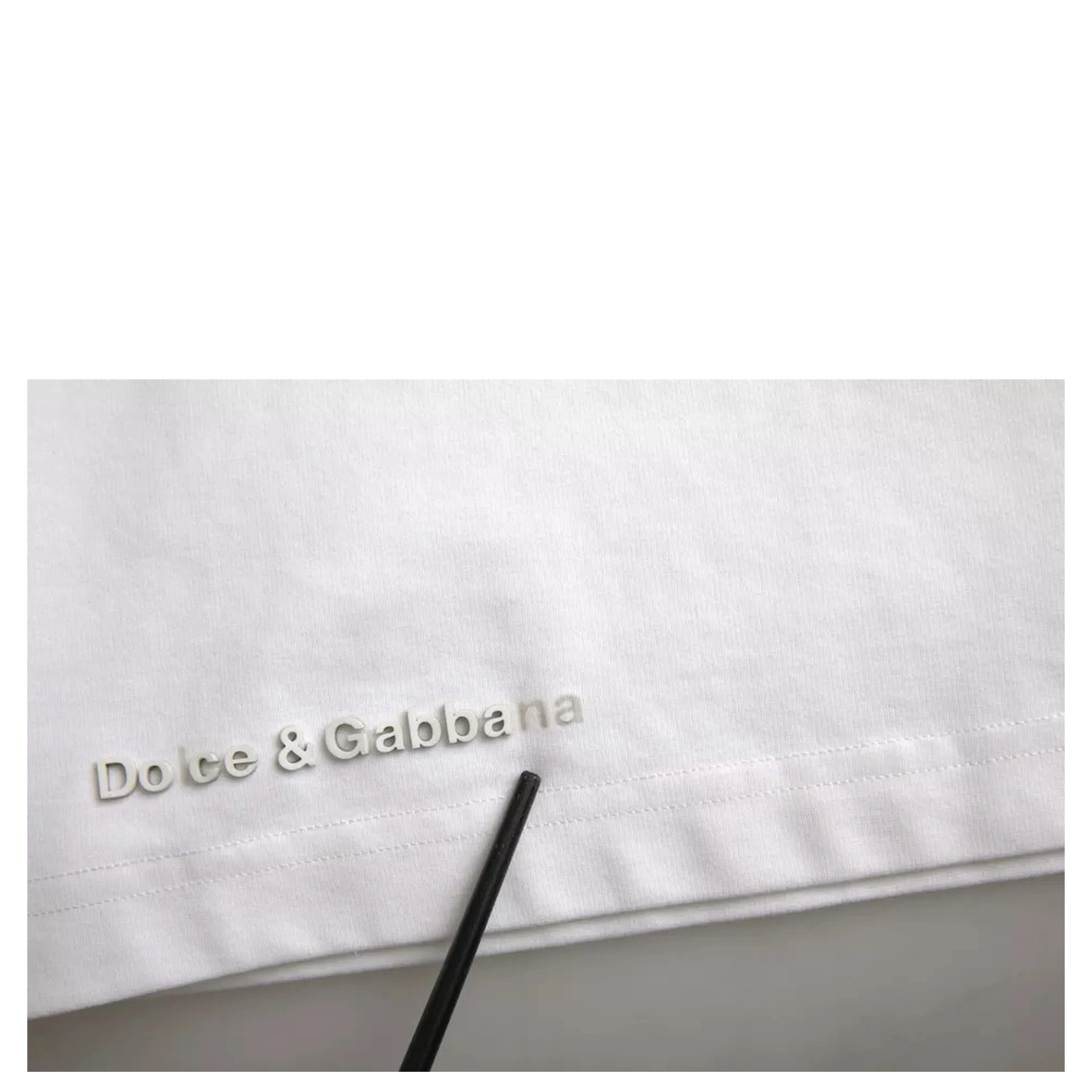 White Logo Embossed Cotton Crewneck T-shirt