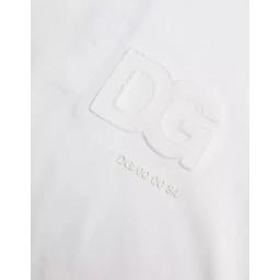White Logo Embossed Cotton Crewneck T-shirt