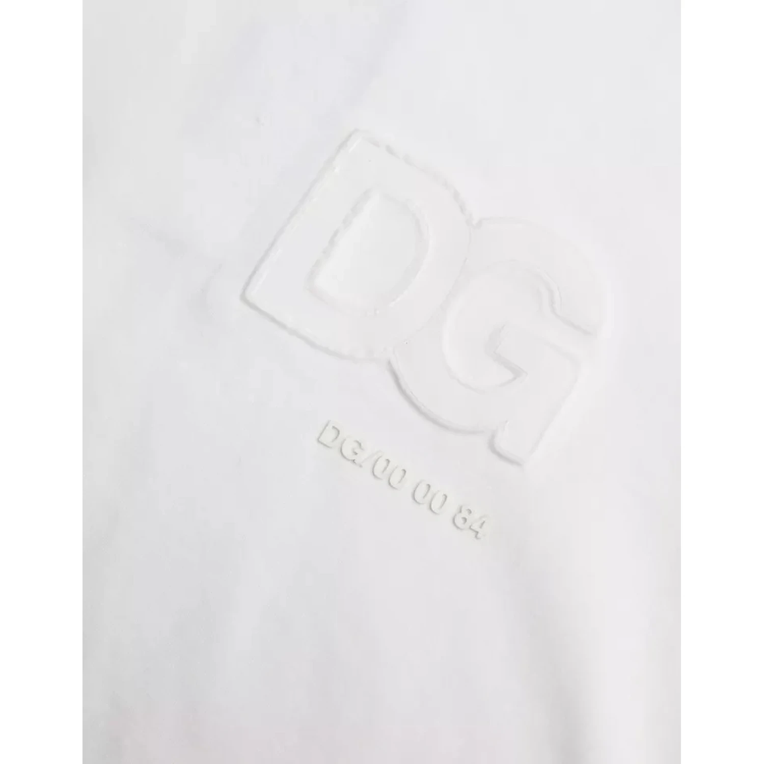 White Logo Embossed Cotton Crewneck T-shirt
