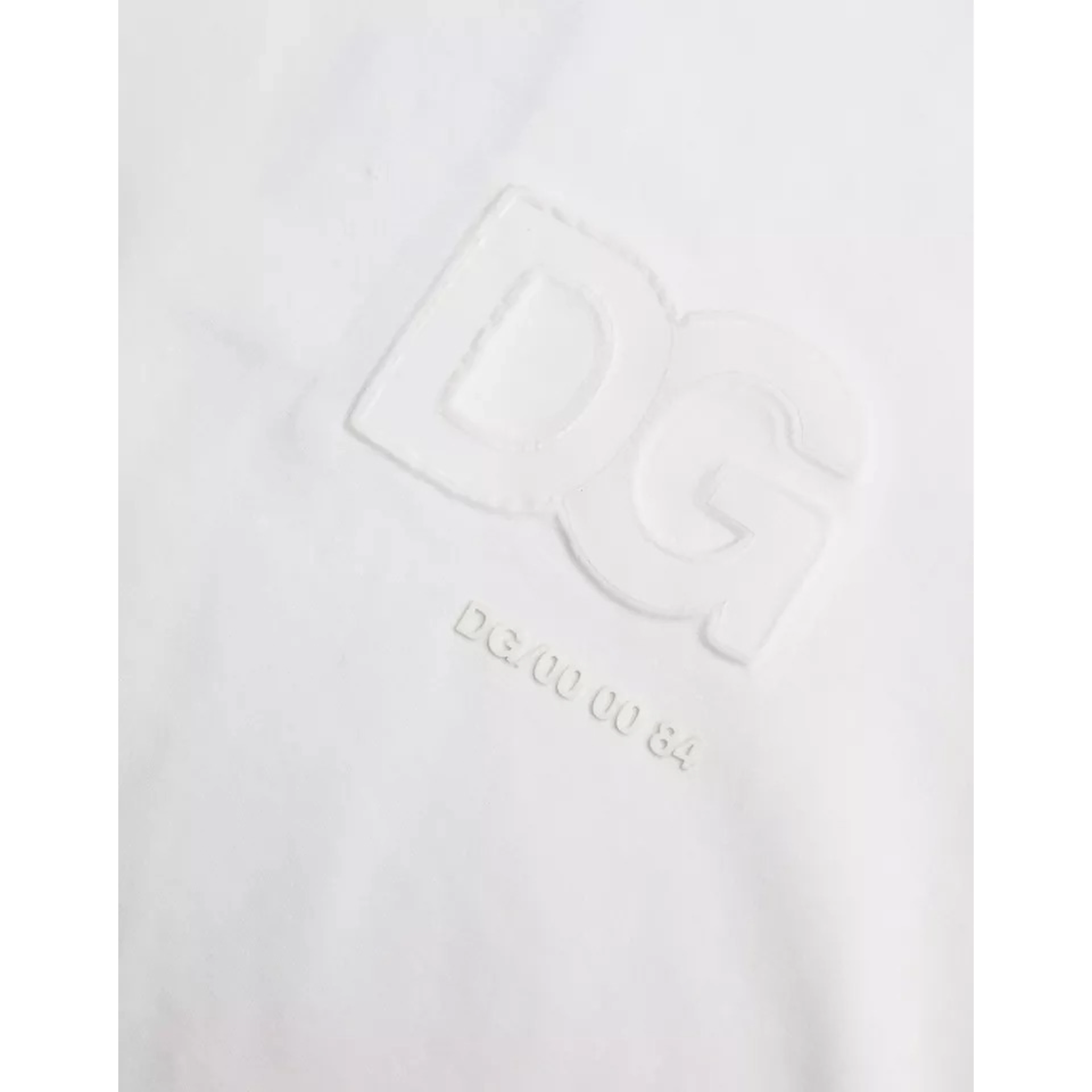 White Logo Embossed Cotton Crewneck T-shirt