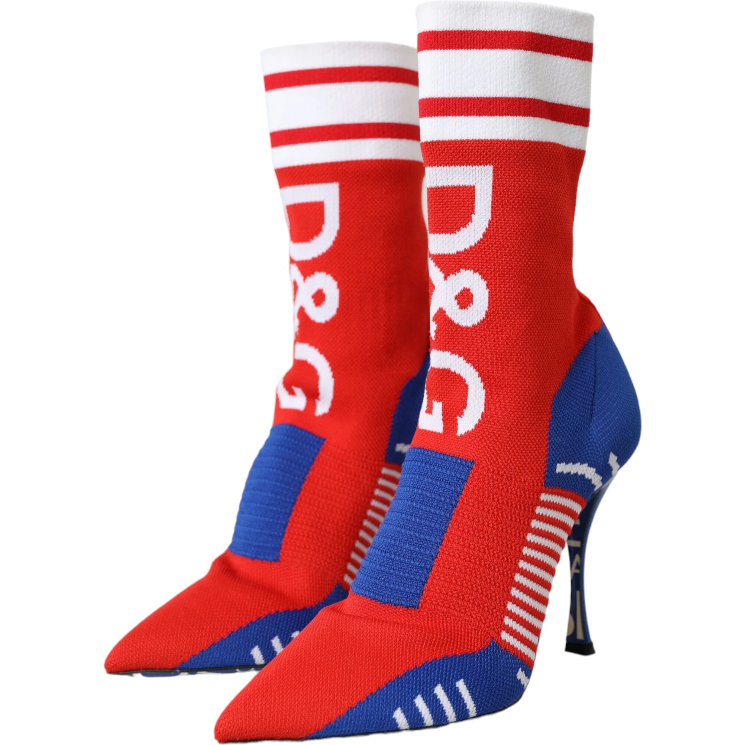 Red Blue Stretch Sock Style Ankle Boots Logo Shoes