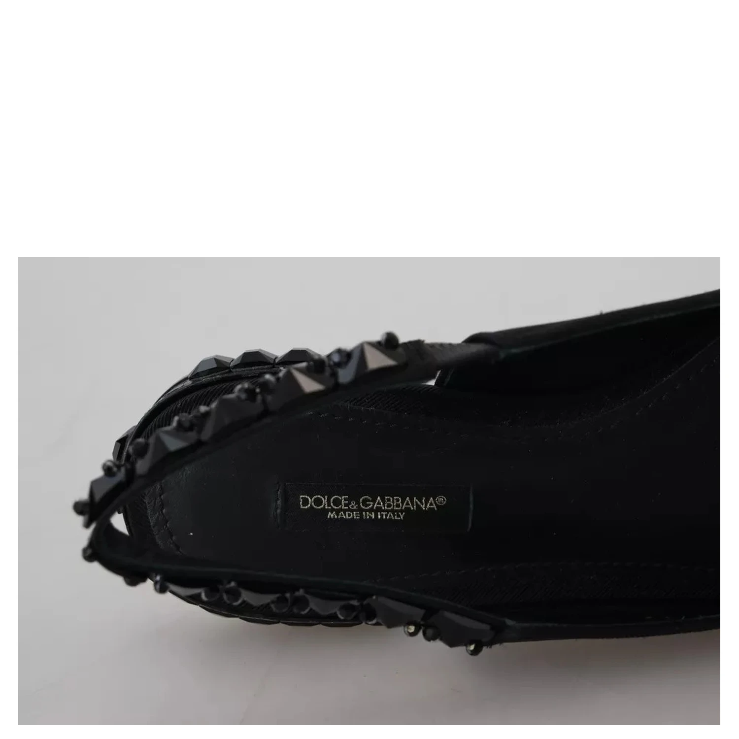 Black Flats Crystal Slingback Charmeuse Shoes