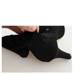Black Stretch Pumps Boots Floral Lace Shoes