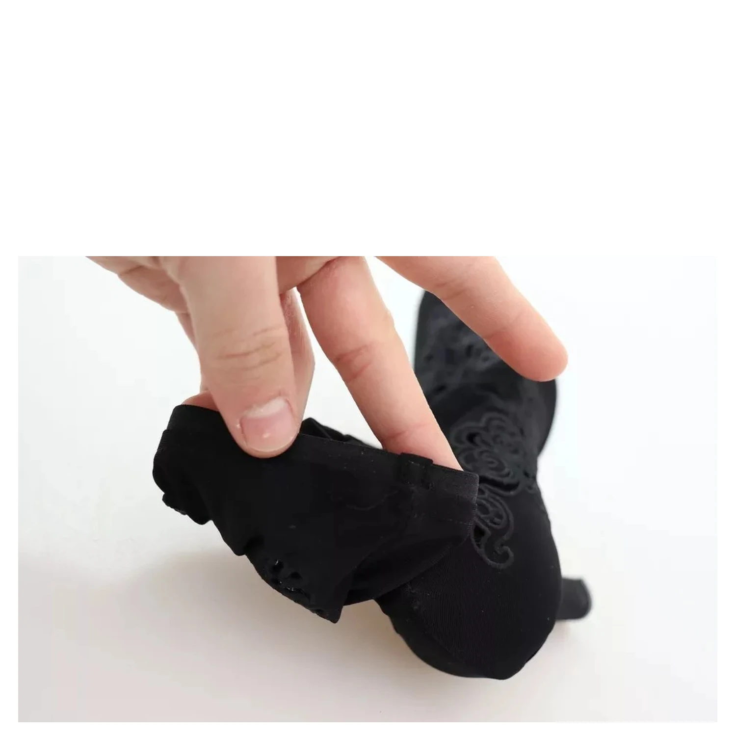 Black Stretch Pumps Boots Floral Lace Shoes