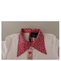 White Sartoria T-shirt Button Wide Collar Top
