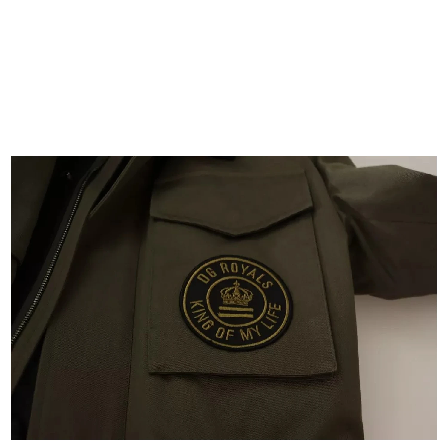 Green Cotton DG Love Blouson Coat Jacket