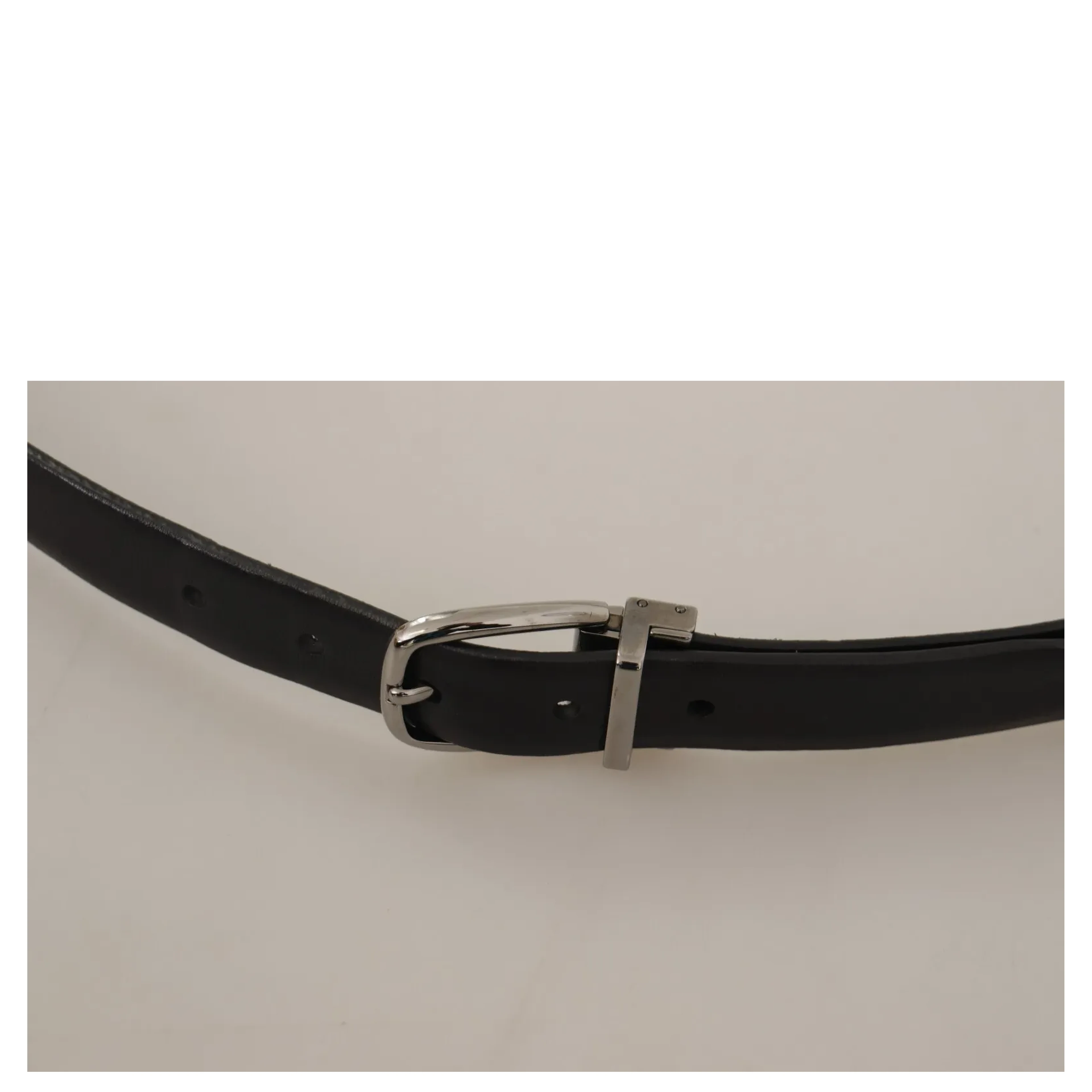 Black Classic Leather Silver Tone Metal Buckle Belt