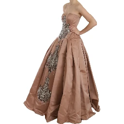 Crystal Pink Silk Chandelier Ball Gown Dress