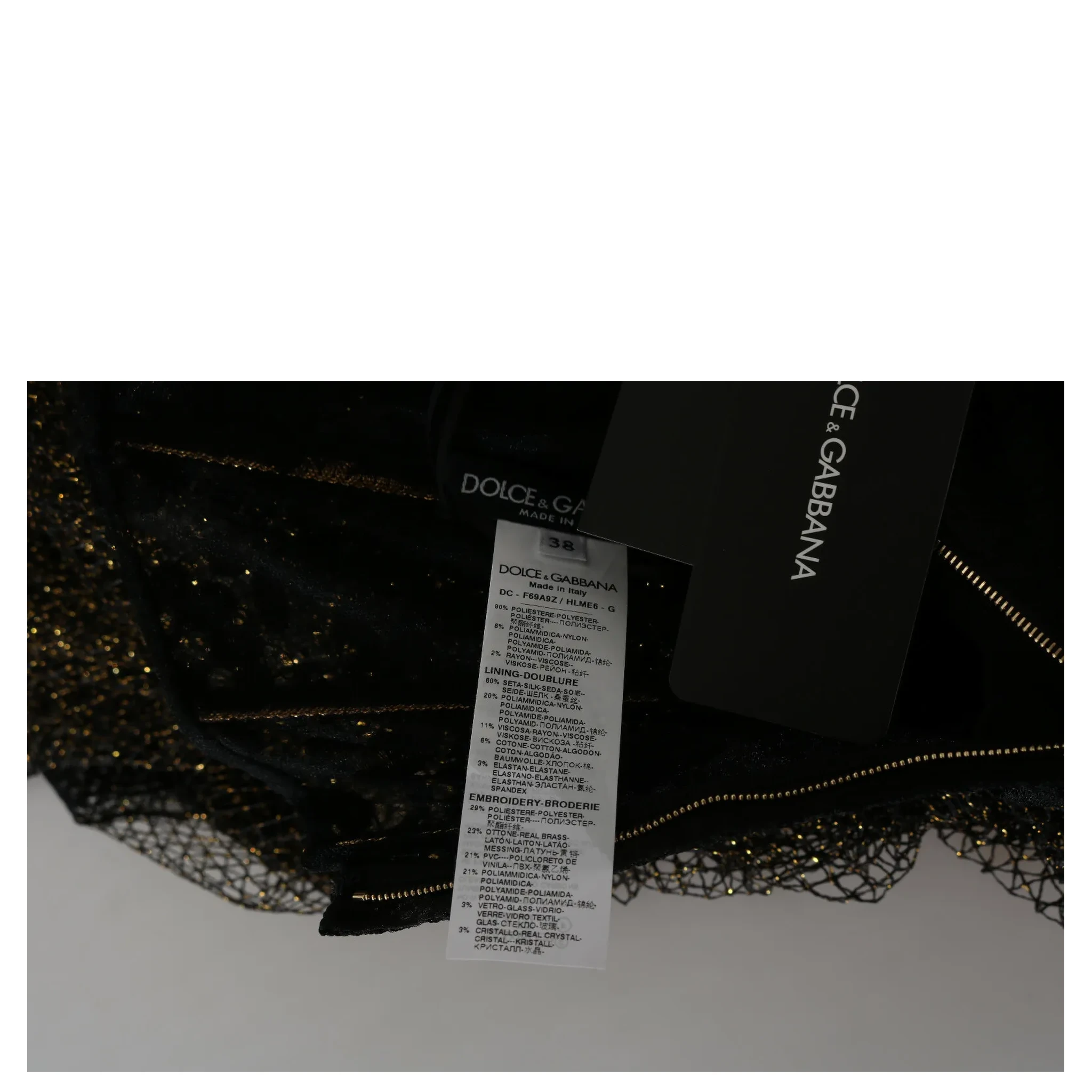 Black Gold Crystal Heart A-line Dress